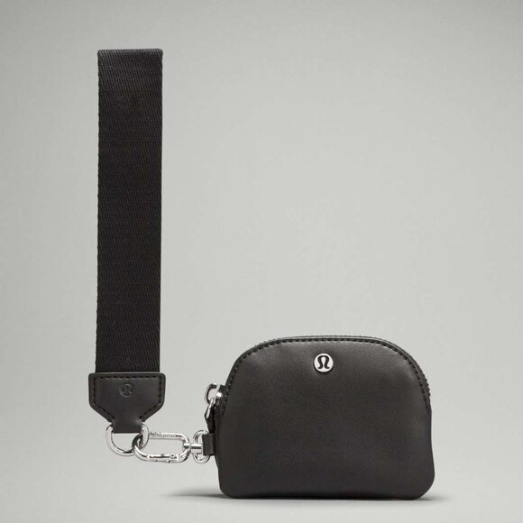 NWT Lululemon Dual Pouch Wristlet *Cactus "Leather", BLACK/SILVER - Picture 3 of 8